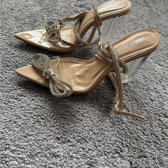 Public Desire Elegant Tan and Silver Women's Heels - Picture 2 of 2